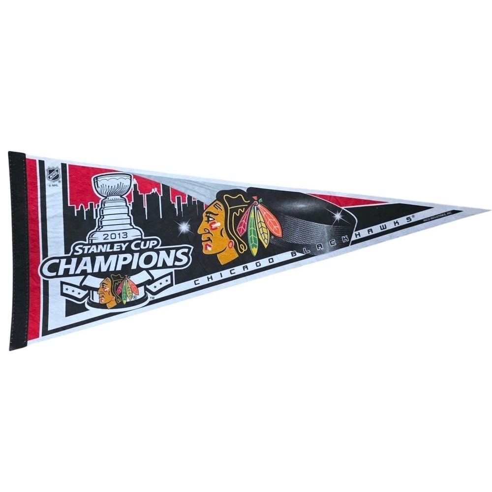 Rico Industries Chicago Blackhawks Pennant Red 2013 Stanley Cup Champions 12x30